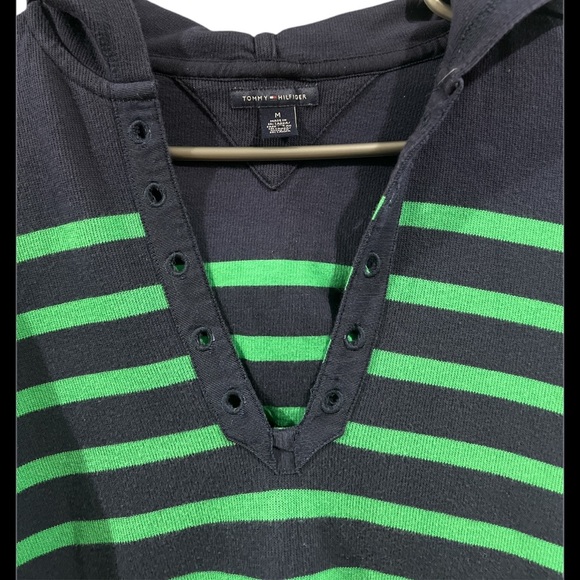 Tommy Hilfiger Navy Blue & Green Striped Sweater - Size Medium - Picture 3 of 7